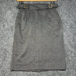 Anthropologie Maeve Skirt Womens 0 Gray Knit Zip Fly Belted Front Waist Pockets